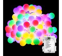 BrizLabs Guirlande Lumineuse Multicolore, 50 LED Lumières de Boule de Noël 8 Modes avec Fonction Minuterie, Imperméable Guirlande LED Lumineuse pour Intérieur et Extérieur, Chambre, Fête, Mariage