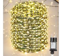 BrizLabs Guirlande Noel Exterieur, 40M 800 LED Fil Cuivre Guirlandes Lumineuses D'intérieur Électricité 8 Modes IP44 Étanche avec Adapteur pour Noël, Chambre, Fête, Mariage, Bricolage, Blanc Chaud