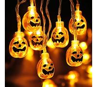 BrizLabs Guirlandes Lumineuses Halloween, 30 LEDs Citrouilles Orange Jack-O-Lanterne 10.8 ft 3D en Plastique Citrouille de Fées Lumières pour Halloween, Noël, Festival, Party, Intérieur Decor