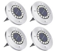 BrizLabs Lampe Solaire Au Sol Jardin, [Lot de 4] 16 LED Lumière Solaires Extérieure Spot Lampe Imperméable Décoration pour Terrasse Chemin Pelouse Cour Souterraine Passerelle Pont, Blanc Froid