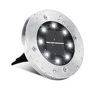 BrizLabs Lampe Solaire Extérieur, 8 LED Au Sol Lumière Solaire Jardin 6500K Blanc Froid Spot Solaire Extérieur Etanche Spots Solaires Encastrables pour Chemin Terrasse Cour Pelouse, 1 Pièce