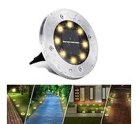 BrizLabs Lumière Solaire Extérieur, 8 LED Au Sol Lampe Solaire Jardin 3000K Blanc Chaud Spot Solaire Extérieur Etanche Spots Solaires Encastrables pour Chemin Terrasse Cour Pelouse, 1 Pièce