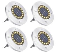 BrizLabs Lumière Solaire Extérieur, [Lot de 4] Lampe Solaire pour Jardin 16 LED Lumière Au Sol Solaire Spot Etanche Encastrable Éclairage Pour Chemin Terrace Cour Pelouse Escaliers, Blanc Chaud