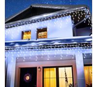BrizLabs Rideau Lumineux Noel Exterieur avec Électrique, 35M 1000 LED Guirlande Lumineuse 8 Modes et Minuterie Decoration Noel Exterieur pour Fenêtre, Balcon, Jardin, Toit, Fête, Blanc Froid