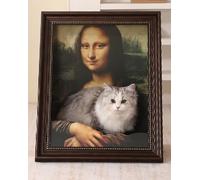 Brizphex Mona Lisa Lit pour chat - Peinture à l'huile 4D Art Griffoir pour chat, demi-entourage et accoudoirs, maison en carton pour chat d'intérieur, cadeau fantaisie pour chat