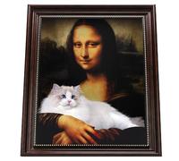 Brizphex Mona Lisa Lit pour chat - Peinture à l'huile 4D Art Griffoir pour chat, demi-entourage et accoudoirs, maison en carton pour chat d'intérieur, cadeau fantaisie pour chat