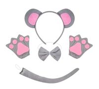 BrKern Oreilles de Mickey Mouse, Serre-tête Ratatouille, Costume de Mickey Mouse pour adulte, jeu de rôle avec gants et queue, pour anniversaire d'enfant, carnaval, Halloween, fête de Noël