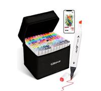 Brled Marqueurs à alcool de 120 couleurs avec application gratuite, pointe biseautée et pointe fine, marqueurs à base d'alcool pour artistes, marqueurs d'art pour peinture, coloriage, croquis et