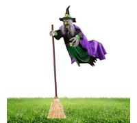 Bro De Volant Animé - Sorcière Flottante Réaliste, Décoration D'Halloween Effrayante | 6 Pieds Accessoire De Maison Hanté, Décoration Effrayante De Soutien D'Halloween Idéal Pour Jardin