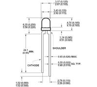 Broadcom HLMP-K150 LED rouge rond 3 mm 2 mcd 60 ° 1 mA 1.6 V
