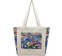 BROADREAM Sac fourre-tout en toile avec fermeture éclair et poche intérieure, Large