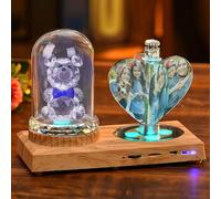 Brocade Creek Coeur personnalisé veilleuse 3D lampe en cristal photo personnalisée photo gravée lumière LED 7 couleurs avec base en bois Bluetooth cadeau personnalisé pour les femmes décoration