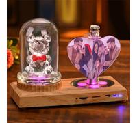 Brocade Creek Personnalisé Personnalisé Coeur 4 Photo Rotation Moulin À Vent Cadre Photo Lampe En Cristal Cadeau Personnalisé pour la Saint-Valentin Anniversaire Cadeaux De Noël Ours Lampe