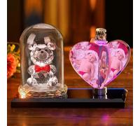 Brocade Creek Personnalisé Personnalisé Coeur 4 Photo Rotation Moulin À Vent Cadre Photo Lampe En Cristal Cadeau Personnalisé pour la Saint-Valentin Anniversaire Cadeaux De Noël Ours Lampe