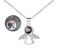 Brocade Creek Personnalisé Projection Photo Pendentif 925 Collier Ange Pendentif Attrapeur de rêves Anniversaire Cadeaux d'anniversaire pour Elle/Femme/Petite Amie/Maman Bijoux