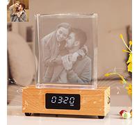 Brocade Creek Veilleuse Rectangulaire Personnalisée Lumière Cristal 3D Gravure Photo Personnalisée Lumière LED Changement de Couleur Avec Base d'Horloge Cadeau Personnalisé Maison Décorations de Noël