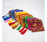 Brocart en soie sacs à bijoux broderie chinoise sac à main fermeture éclair sac à main avec gland brocart de soie pour le mariage du Nouvel An 10pcs