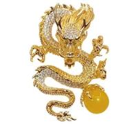 Broch Dragon Chinois Vintage Chinois Dragon Zodiaque Zodiaque Broche Badges Perle Légende Animale Épingle Bijoux Pour Hommes Femmes