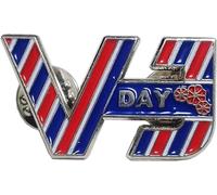 Broche 2025 VJ Day pour 80e anniversaire de mariage Lest We Forget - Coquelicot rouge - Drapeau Union Jack - Décoration - Cadeaux pour vétérans, taille unique, Zinc