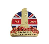 Broche 2025 VJ Day pour 80e anniversaire Lest We Forget 80 Years Victory Over Japan - Décoration pour vétéran - Cadeaux souvenirs, standard, Métal