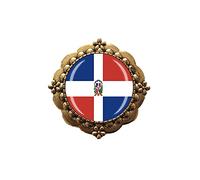 Broche 3D en forme de drapeau de la Dominique en verre et cristal - Souvenir en métal - Pour homme et femme - Décoration de vêtements - Cadeau de Saint Valentin
