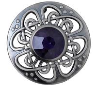 Broche à carreaux pour kilt pour homme - Broche Culloden - Élégante finition laiton étain antique - Épingle à kilt celtique - Différentes couleurs de pierres précieuses, 7,6 cm de diamètre, 7.6