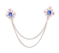 Broche à chaîne croisée en cristal for femmes, épingles et broches de col chemise for, boucle revers personnalité, accessoires for(Gold blue)