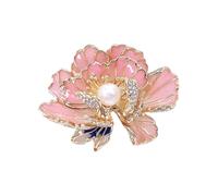 Broche à fleur de pivoine à la mode pour femmes, avec émail et perles, accessoire polyvalent pour toute tenue élégante, bijoux de fête