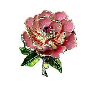 Broche à fleur de pivoine à la mode pour femmes, avec émail et perles, accessoire polyvalent pour toute tenue élégante Broche à fleur de pivoine