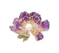 Broche à fleur de pivoine à la mode pour femmes, avec émail et perles, accessoire polyvalent pour toute tenue élégante, bijoux de fête