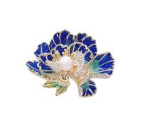 Broche à la mode en forme de fleur de pivoine pour avec émail et perles, accessoire polyvalent pour toute tenue élégante, motifs chinois traditionnels