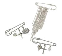Broche à pampilles avec chaîne et perles d'imitation pour ensembles de mode, accessoire de mode, sac à main, écharpe, cape et métal long, One Size, Comme décrit