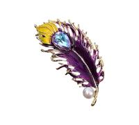 Broche à plumes style vintage avec strass scintillants pour événement formel, vêtements de mode, accessoires de paon, taille unique, Comme décrit