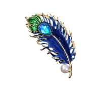 Broche à plumes style vintage avec strass scintillants pour événement formel, vêtements de mode, accessoires de paon, taille unique, Comme décrit