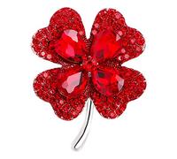 Broche à quatre feuilles pour strass élégante en argent et cristal pour femme - Broche vintage G quatre broches et broches, One Size, Comme décrit