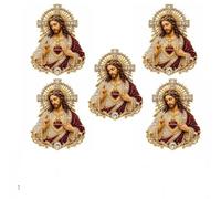Broche à revers du Sacré-Cœur de Jésus, Vierge Marie, cadeau religieux d'inspiration catholique for hommes et femmes, décoration d'autel de maison de baptême d'église(5PCS-B)