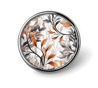 Broche à revers en forme de pièce d'échecs marron, motif feuilles orange et grises, pour homme - Jolis badges en émail, en alliage d'aluminium pour chapeaux, chemises, sacs, vestes et accessoires (bou