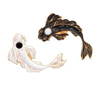 Broche à revers en forme de poisson, 2 pièces, mignon dessin animé Koi, et blanc, Badges Tai Chi