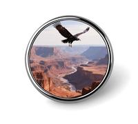 Broche à revers « Vautour noir surplombant un canyon » - Badge mignon