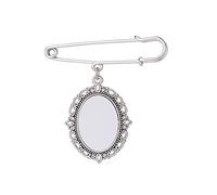 Broche à transfert thermique avec cadre en dentelle ovale en aluminium - Pendentif pour cadre photo - Convient pour les vacances et l'artisanat, taille unique, Comme décrit