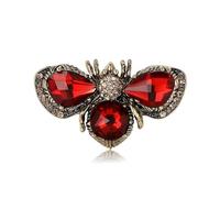Broche Abeille En Strass Scintillant - Bijou Animal En Cristal De Pour Femmes Et Hommes | épingle à Col Vintage Pour Robe Ou Accessoire | Cadeau Parfait Pour Noël, Anniversaire Et Fêtes (Rouge)