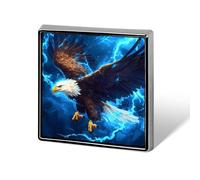 Broche Aigle à tête blanche, oiseau des États-Unis, motif tonnerre, insigne carré, épinglette pour col ou revers, cadeau pour femmes et hommes
