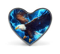 Broche Aigle chauve, oiseau USA, tonnerre, épingles à revers pour femmes et hommes, badge cœur mignon pour fête, mariage