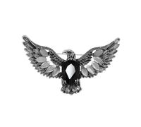 Broche Aigle Vintage Strass Animaux Oiseau Cristal Vert Larme Avec Œil Style Punk Accessoire Élégant Pour Femme Homme Revers Chapeau Sac Ou Costume Bijoux Pour Père Ou Ami (Argent noir)