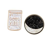 Broche aiguille, 2 Pièces Broche Broche Bonnes Vibrations Polaris Ursa Major Veste de Jeans Manteau Robe Badge Pratique et pratiqueDurability