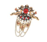Broche ailes d'ange faite à la main, décorée de perles en forme de cœur à facettes et de pompons artistiques