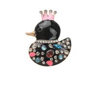 Broche amusante en forme de canard avec couronnes et cristaux pour la mode légère et sécurisée, accessoire de mode, broche en cristal, taille unique, Comme décrit