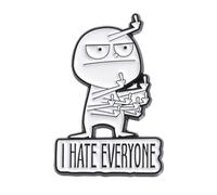 Broche amusante « I Hate Everyone », broche amusante à doigt d'honneur amusant, broche interactive exprimant l'humeur, broche en émail cadeau amusant