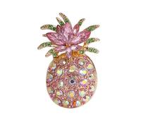 Broche ananas en cristal brillant avec design émaillé coloré fabriquée à partir d'alliage robuste pour bijoux tendance pour femme, One Size, Comme décrit