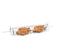 Broche Anglaise pour Barbecue ou Rôtissoire, Tournebroche de Cheminée. Acier chromé (Longueur 68 cm)